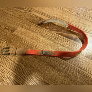 Lee Boys Orange Woven Belt Adjustable Canvas Leather Trim School Size M 24/26
